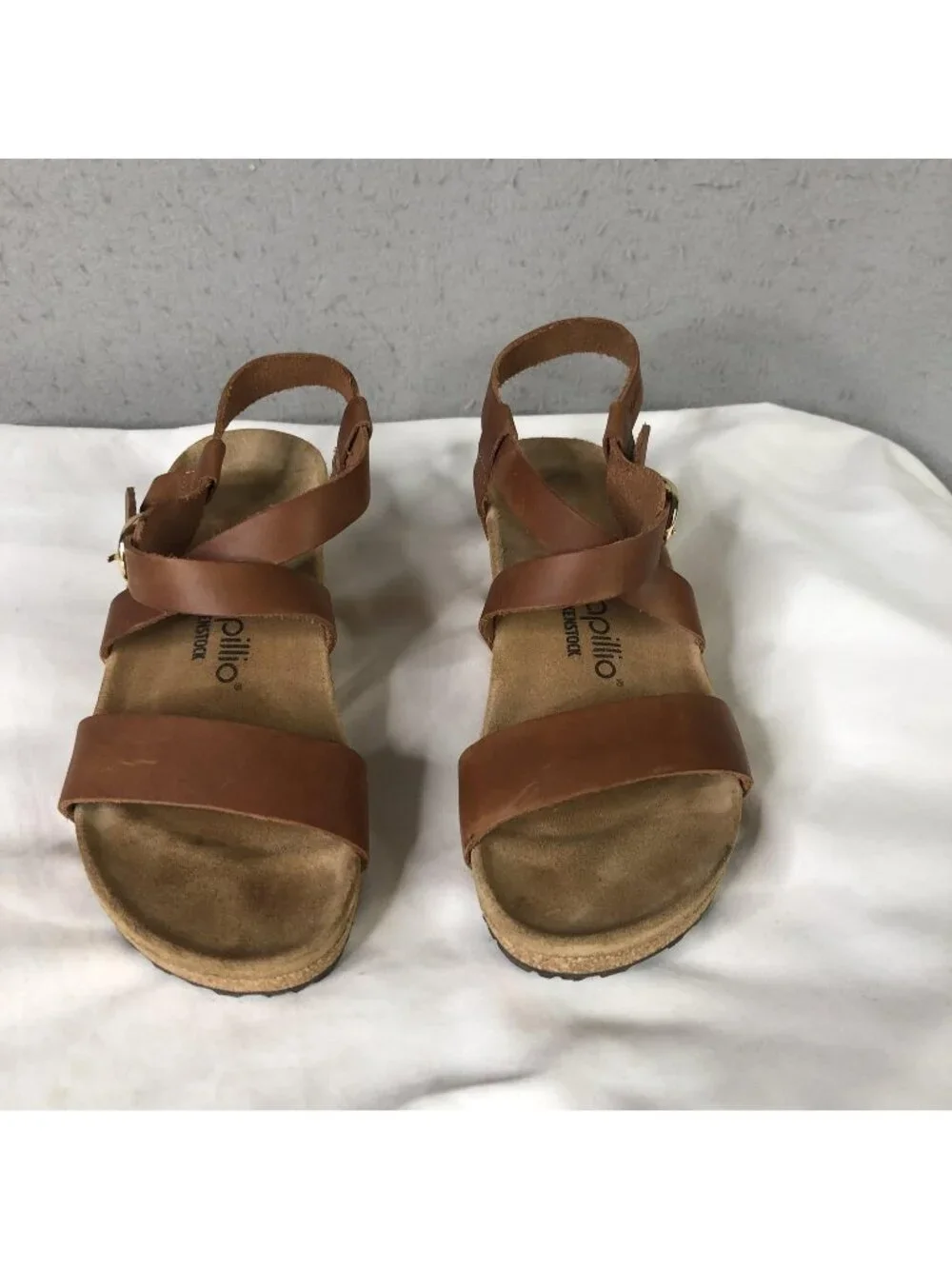 Papillio By Birkenstock Sandals Womens Size 10 Brown Leather Strappy Cork Wedge